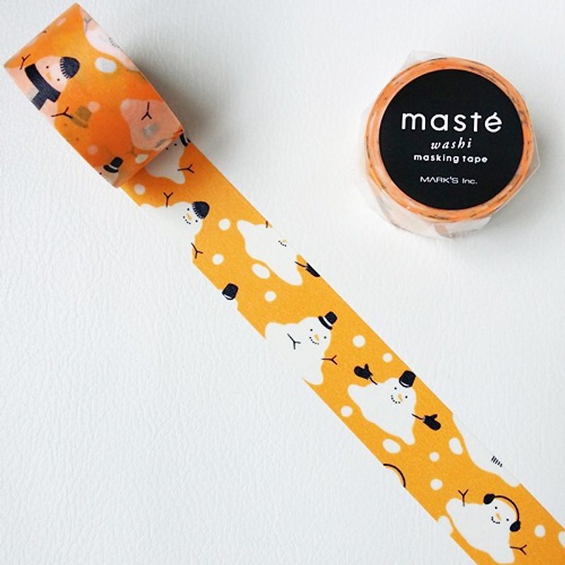 maste 和纸胶带 2015 Xmas【雪人 (MST-MKT113-D)】 - 纸胶带 - 纸 黄色