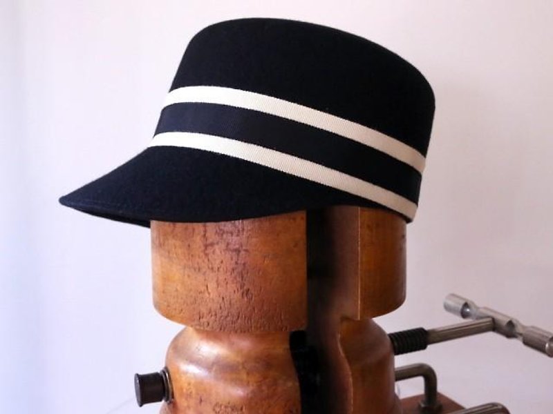 Lisa Stripe リサストライプ - 帽子 - 羊毛 黑色