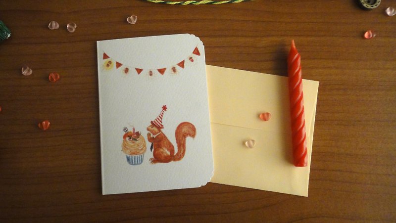 松鼠，阿栗的生日心愿 明信片/信封卡片 - 卡片/明信片 - 纸 多色
