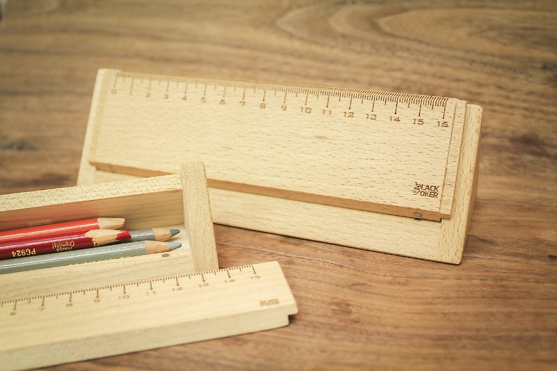 Triangle三角木尺铅笔盒/工具盒 -枫木(小) - 铅笔盒/笔袋 - 木头 白色