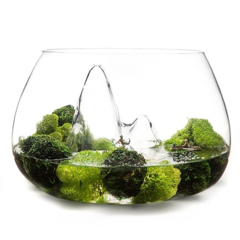【MSA玻璃雕鱼缸】26cm 山水艺术鱼缸 玻璃雕设计(不含任何内容物仅有鱼缸) - 摆饰 - 玻璃 绿色