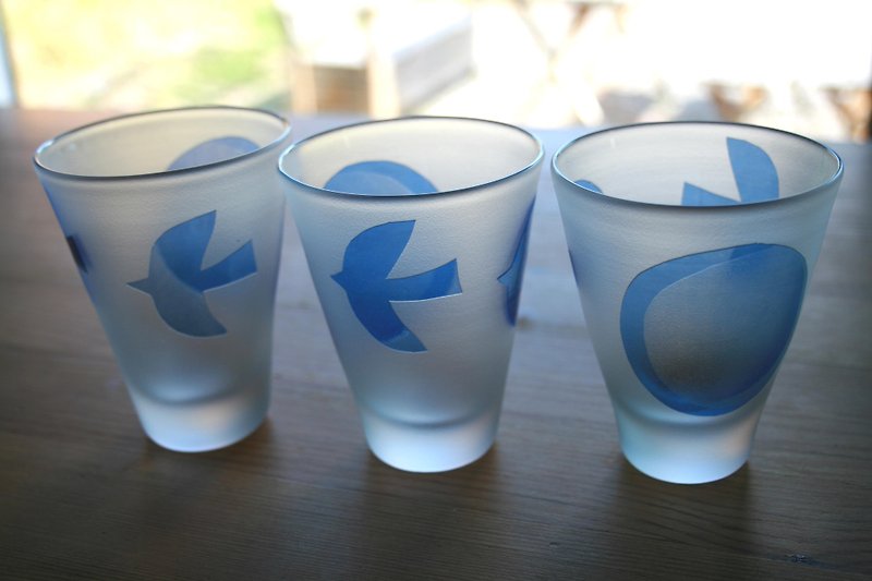 渡り鳥の冷酒グラス - 茶具/茶杯 - 玻璃 蓝色