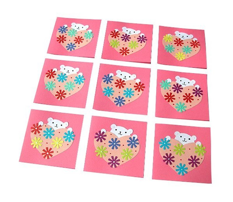 手工卡片：爱心小熊小卡片（小礼卡、生日卡、情人卡、感谢卡） - 卡片/明信片 - 纸 粉红色