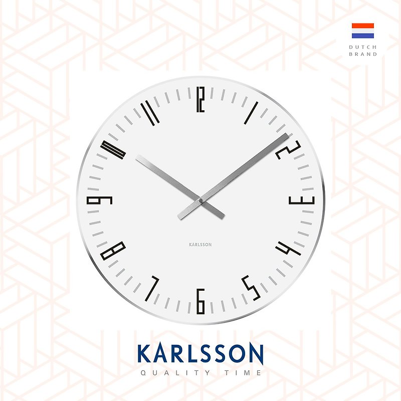荷兰Karlsson 40cm Slim Index玻璃数字挂钟 - 时钟/闹钟 - 玻璃 白色