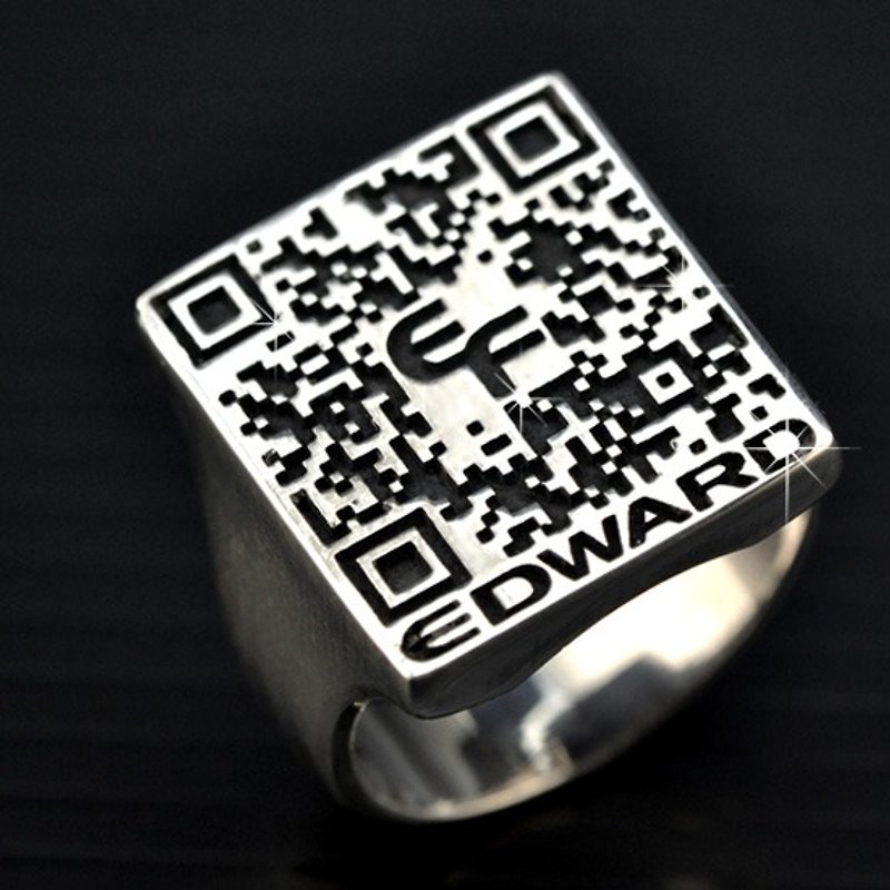 定制化.925纯银首饰 RQR00001-QR Code Ring(信息戒指) - 戒指 - 其他金属 