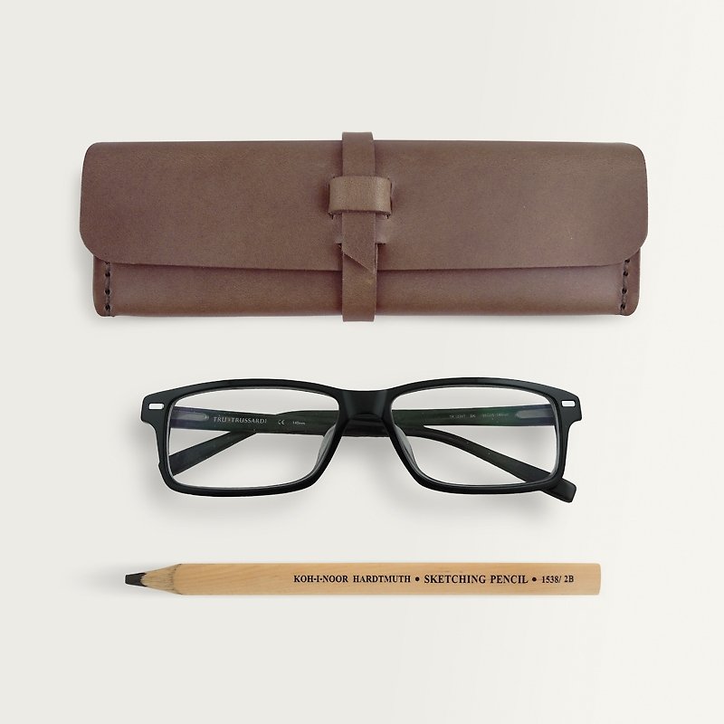 立体方型笔盒 / 眼镜盒 / 收纳盒 -- 深咖啡色 - 铅笔盒/笔袋 - 真皮 咖啡色