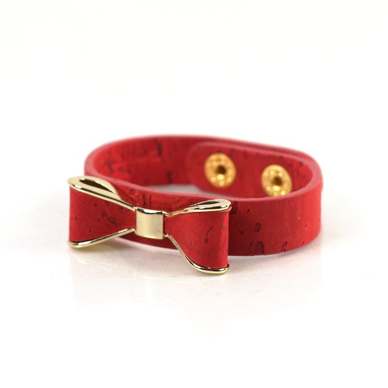 韩国CORCO 蝴蝶结手环(经典红) - 手链/手环 - 木头 红色