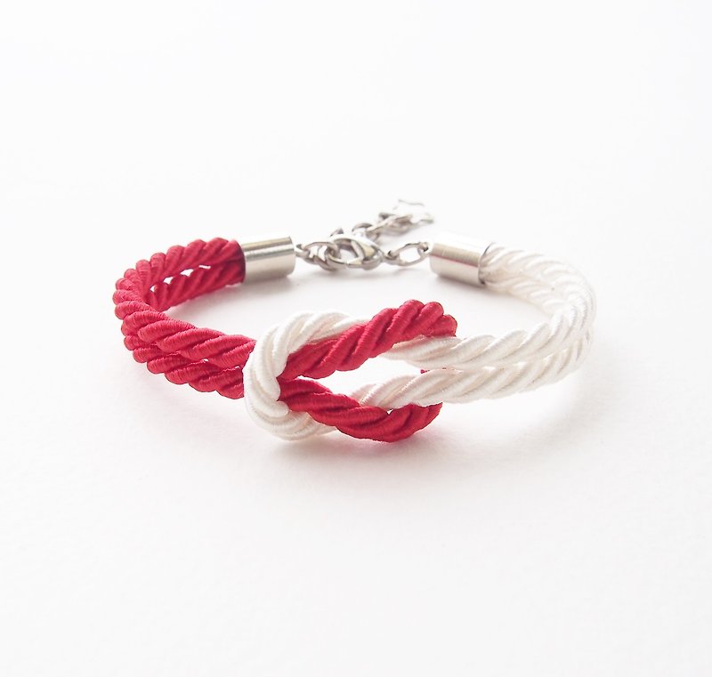 Red and white marine bracelet - tie the knot bracelet. - 手链/手环 - 其他材质 红色