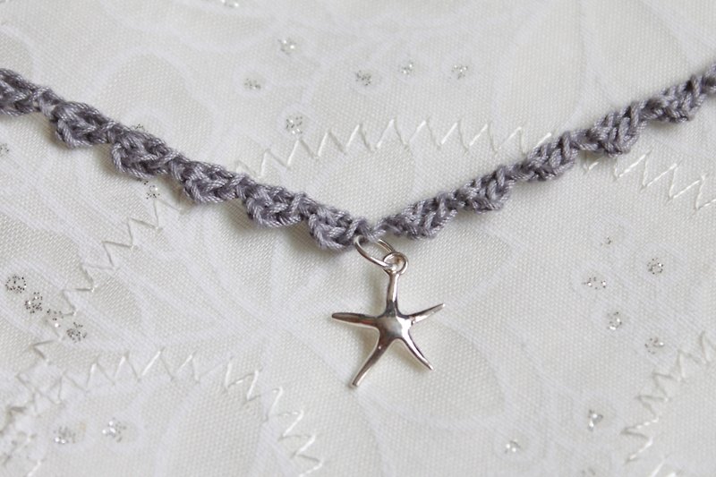 纯银。沙滩上的星星。编织项链 - 项链 - 其他材质 灰色