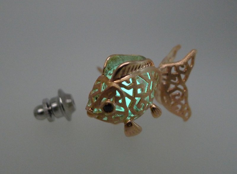 HK060 ~ 925银金鱼灯笼造型领针 - 胸针 - 银 粉红色