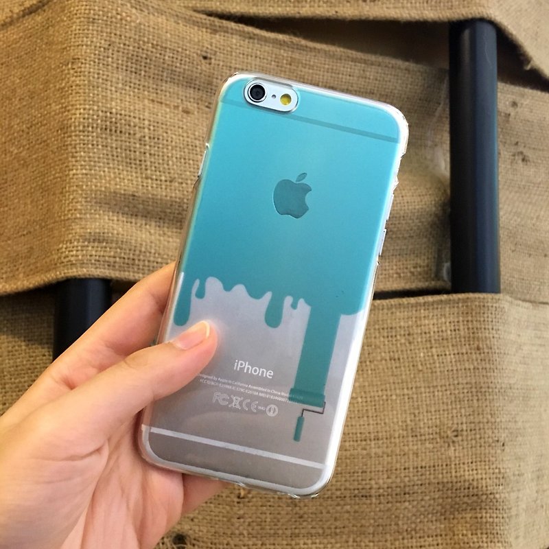 香港原创设计 湖水绿色趣味油漆在墙上 iPhone X,  iPhone 8,  iPhone 8 Plus, iPhone 7, iPhone 7 Plus, iphone 6/6S , iphone 6/6S PLUS, Samsung Galaxy Note 7 透明手机壳 - 手机壳/手机套 - 塑料 蓝色