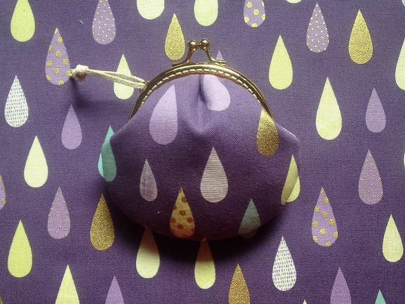 hm2。缤纷水滴 浓紫。贝壳 口金包 - 零钱包 - 棉．麻 紫色