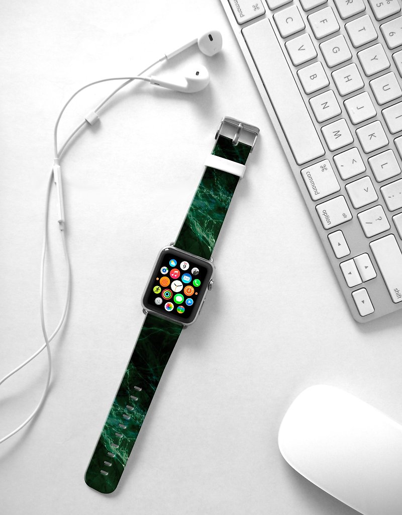 Apple Watch Series 1 , Series 2, Series 3 - Apple Watch 真皮手表带，适用于Apple Watch 及 Apple Watch Sport - Freshion 香港原创设计师品牌 - 绿云石纹 234 - 表带 - 真皮 