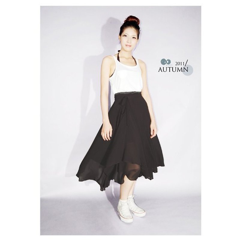 【Skirt】绑带多穿式雪纺长裙 Circle 圆-设计 - 裙子 - 其他材质 多色