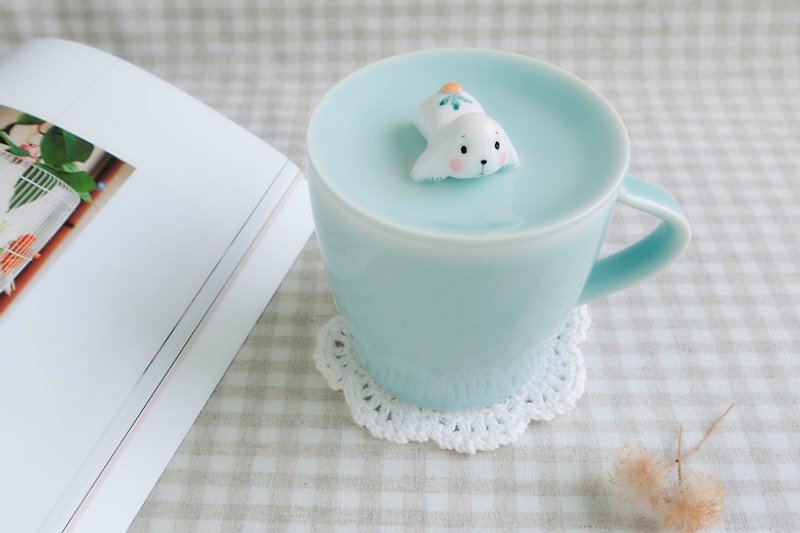 三浅陶瓷|激萌萝卜兔|原创小兔子创意陶瓷有盖水杯 特别生日礼物 - 茶具/茶杯 - 其他材质 绿色