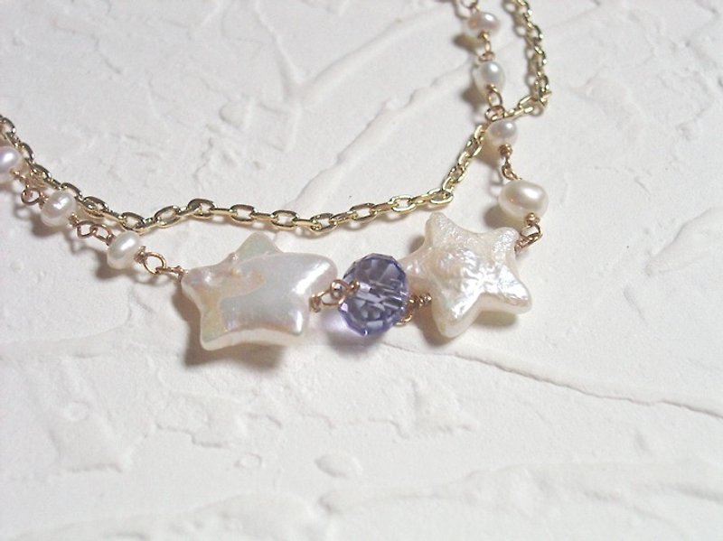 可爱天然星星型珍珠手链 - 手链/手环 - 其他材质 白色