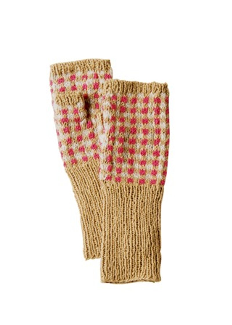 地球树fair trade-“手套系列”- 手编羊毛+棉 粉色格子 - 手套 - 羊毛 