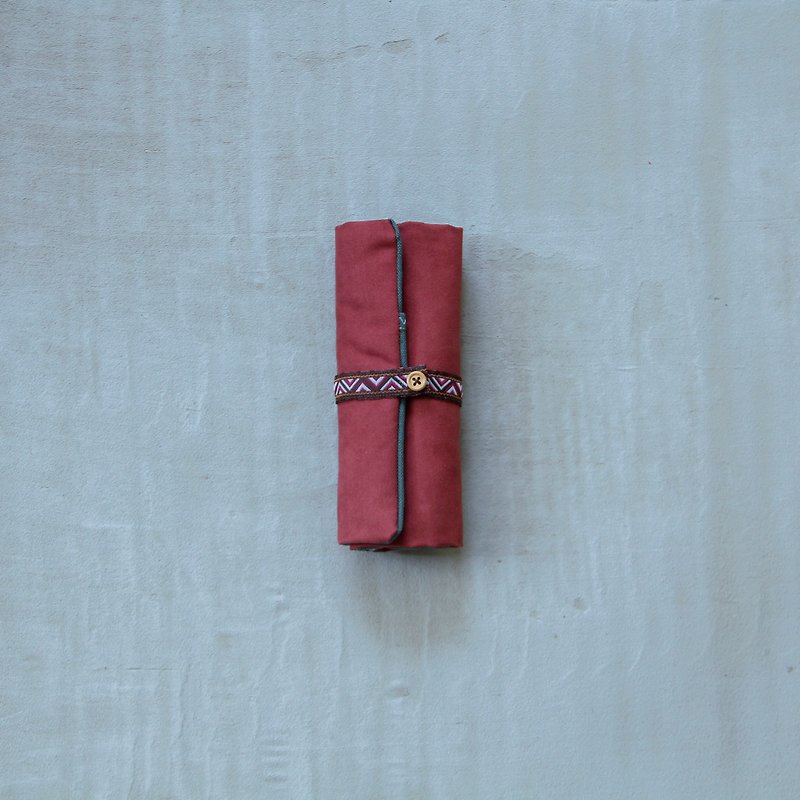 牛肉卷 砖红色麂皮笔袋 - 铅笔盒/笔袋 - 其他材质 红色
