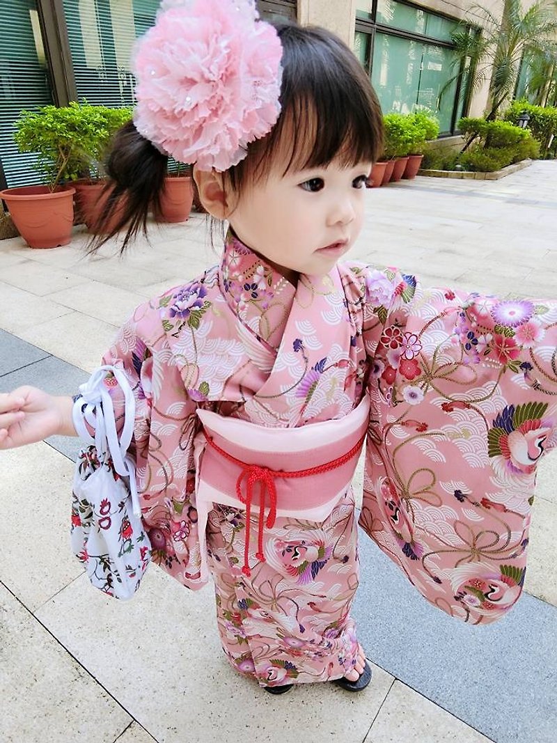 Angel Nina 手作儿童和服 日式和风花鹤款 小孩版 party 生日 - 其他 - 棉．麻 粉红色