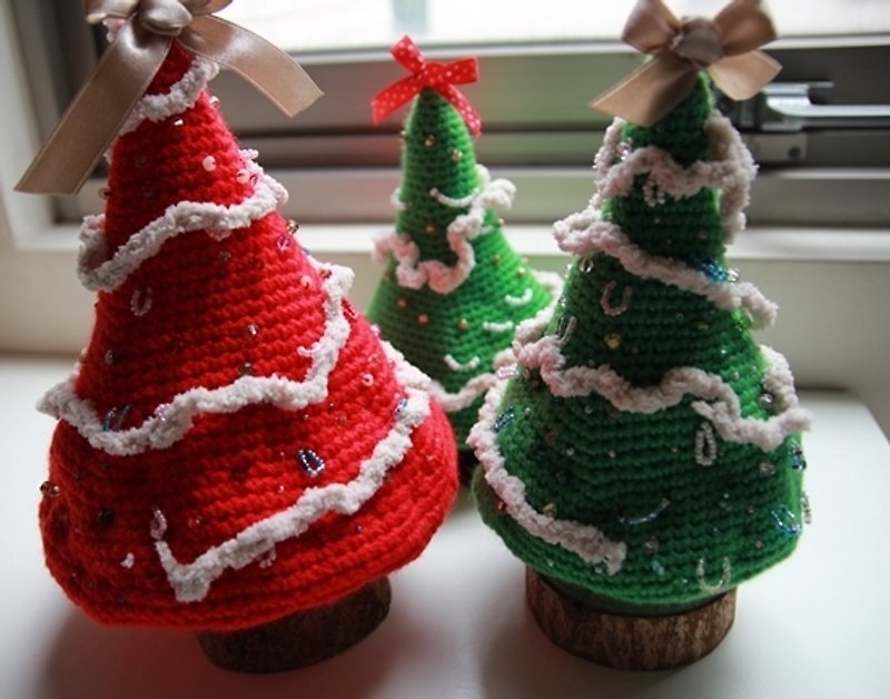 【布。棉花】圣诞树, 毛线圣诞树, 圣诞摆设 - 摆饰 - 其他材质 绿色
