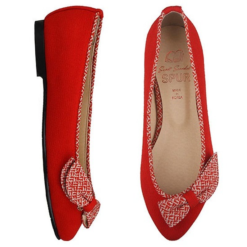 【2017贺年红色系列】SPUR 蝴蝶结平底鞋 EF7007 RED - 女款休闲鞋 - 其他材质 红色