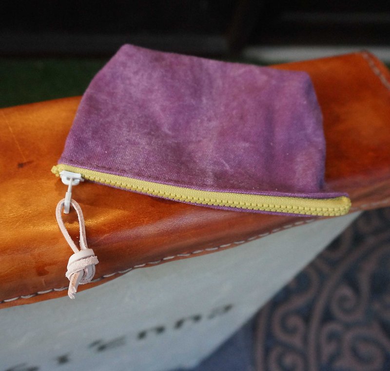 帆布零钱钥匙包 - 零钱包 - 棉．麻 紫色