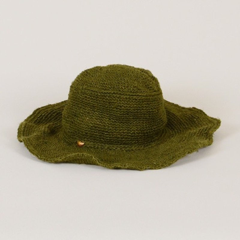 地球树fair trade-“2015 手编帽子系列”- 手编麻帽 绿色 - 帽子 - 植物．花 