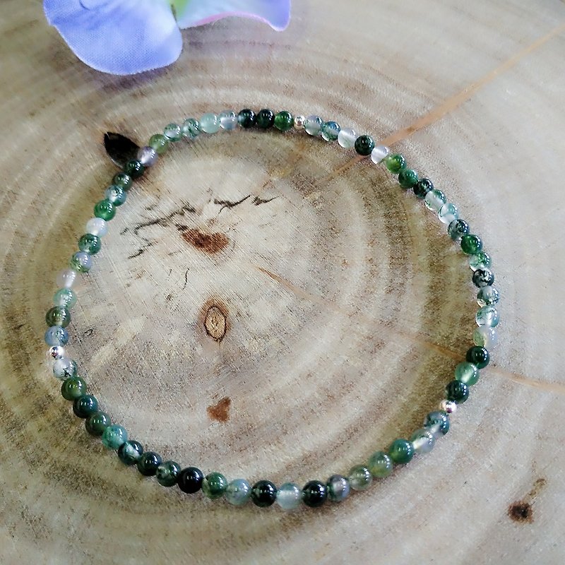 -天然半宝石-幸运石系列-海草玛瑙纯银手链 - 手链/手环 - 宝石 绿色