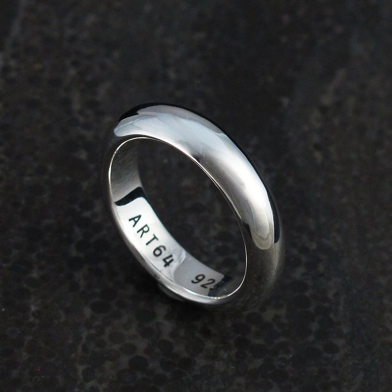 订制戒指-手工厚版素戒 曲面5mm 纯银戒指 - 戒指 - 纯银 灰色