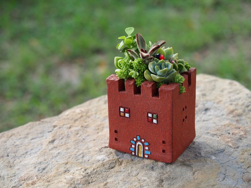 【花园城堡 Garden】陶手作-超可爱花园小城堡(S) /岩石红色/Ceramic Castle - 植栽/盆栽 - 其他材质 红色