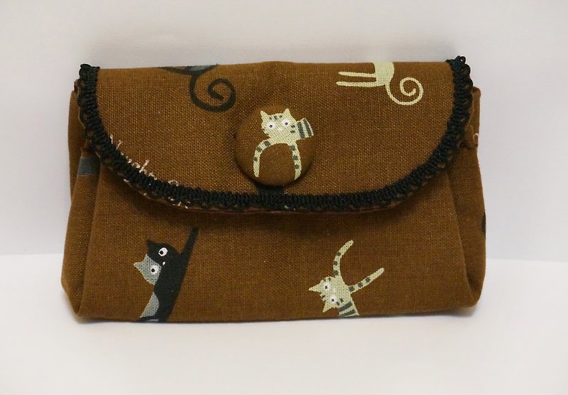 猫咪喵喵零钱包 杂物包 万用包 布夹 - 零钱包 - 其他材质 咖啡色