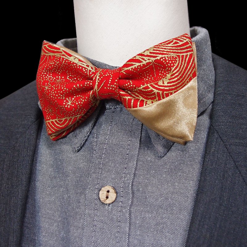 中国风红金藤花 领结 Bow tie-双面可用 - 领结/领巾 - 其他材质 红色
