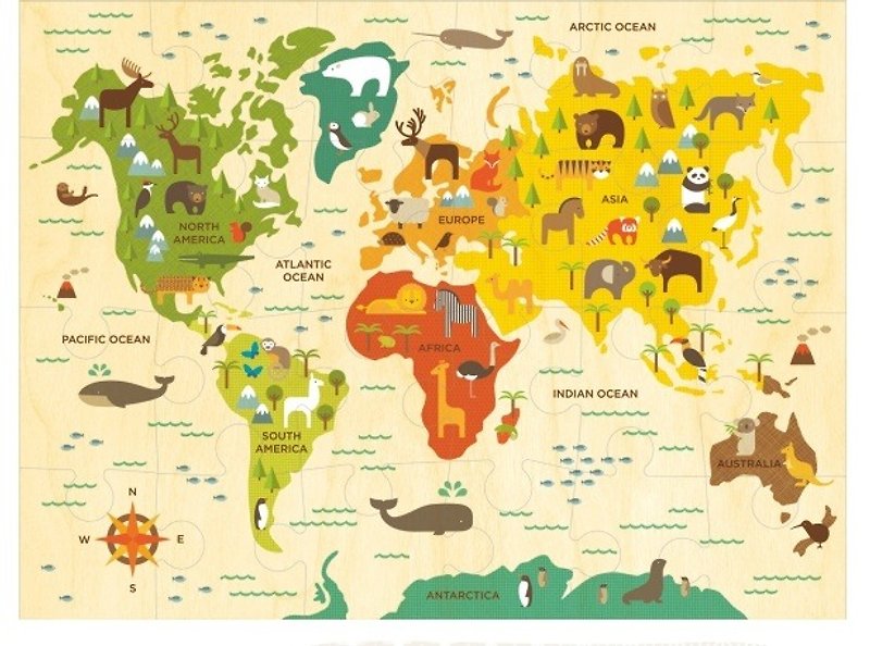 美国petitcollage地板拼图－世界地图 - 玩具/玩偶 - 纸 多色