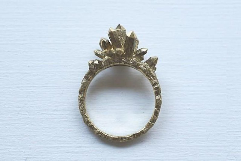 【11号】水晶クラスターのリング - 戒指 - 其他金属 金色