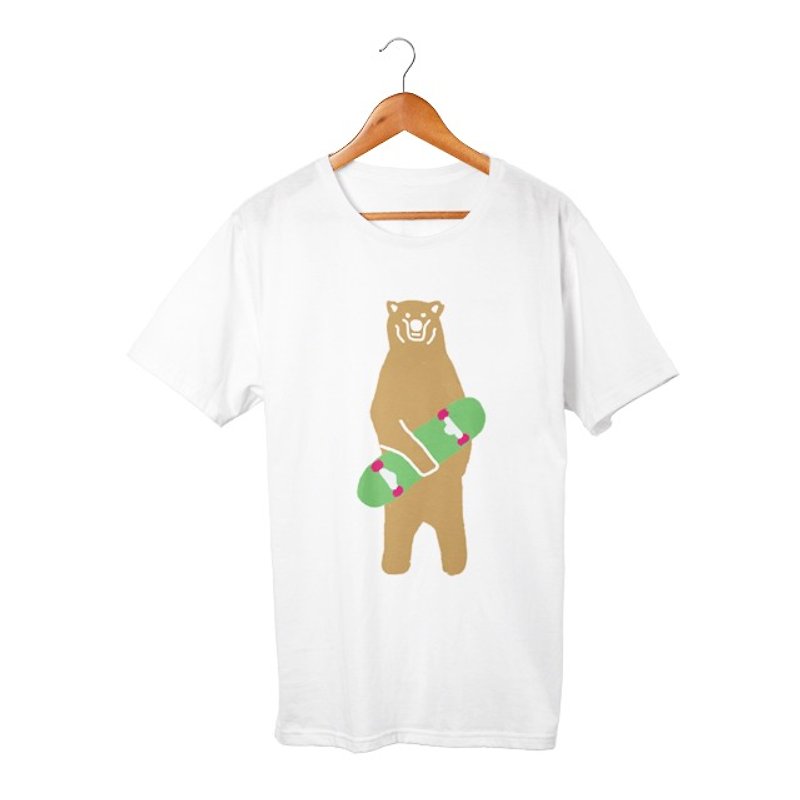 Skate Bear #5 T-shirt - 中性连帽卫衣/T 恤 - 棉．麻 白色