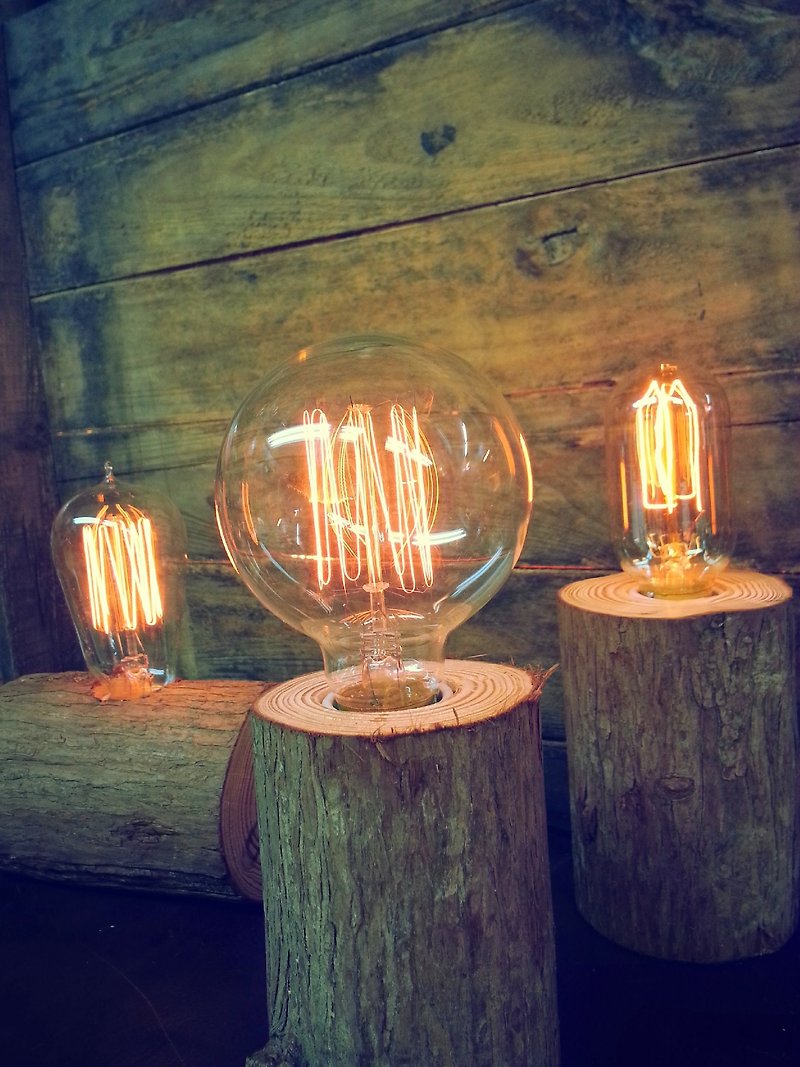 Edison-industry  复古  工业风  LOFT    原木松木代树皮灯座含灯泡-爱迪生工业 设计款7-7 - 灯具/灯饰 - 木头 咖啡色