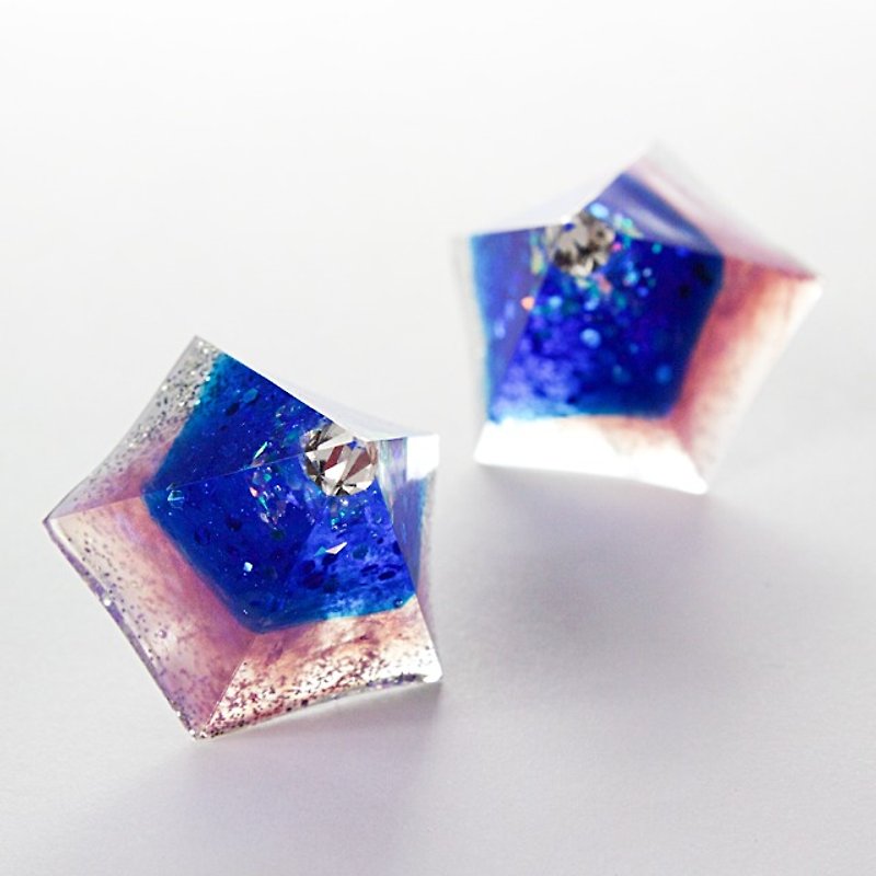 ペンタゴンピアス(デルフィニウム) - 耳环/耳夹 - 其他材质 蓝色