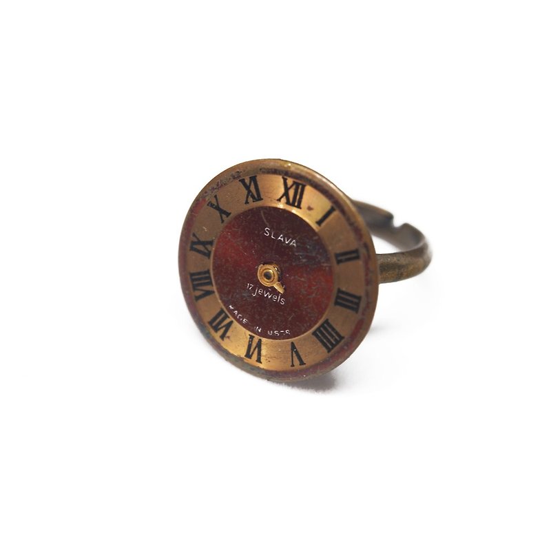 Steampunk蒸汽庞克风格 钟表面板 咖 - 戒指 - 其他金属 红色