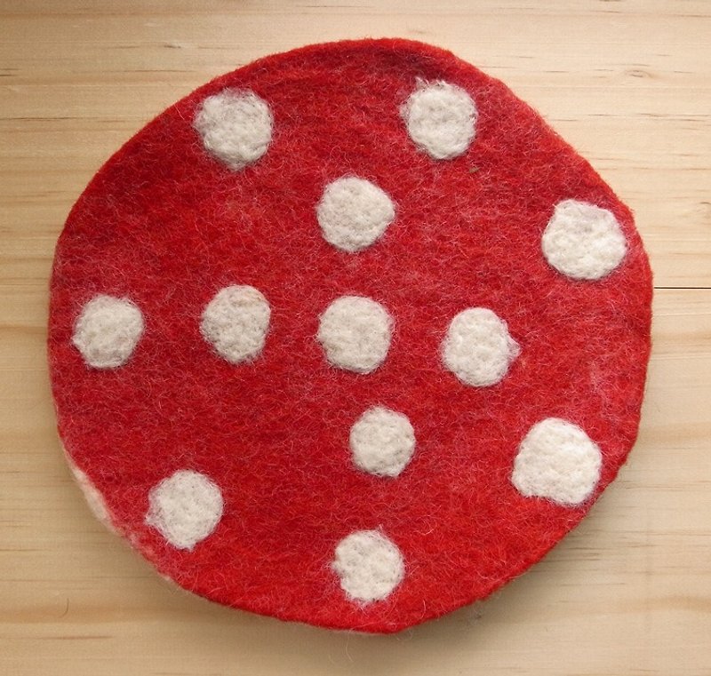 羊毛毡  手工 餐垫 隔热垫 锅垫 圆点 红 - 餐垫/桌巾 - 羊毛 红色
