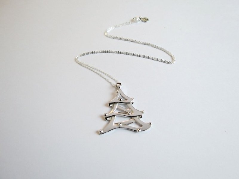 圣诞树项链 (纯银项链 手工银饰 圣诞礼物 交换礼物) - 项链 - 其他金属 灰色