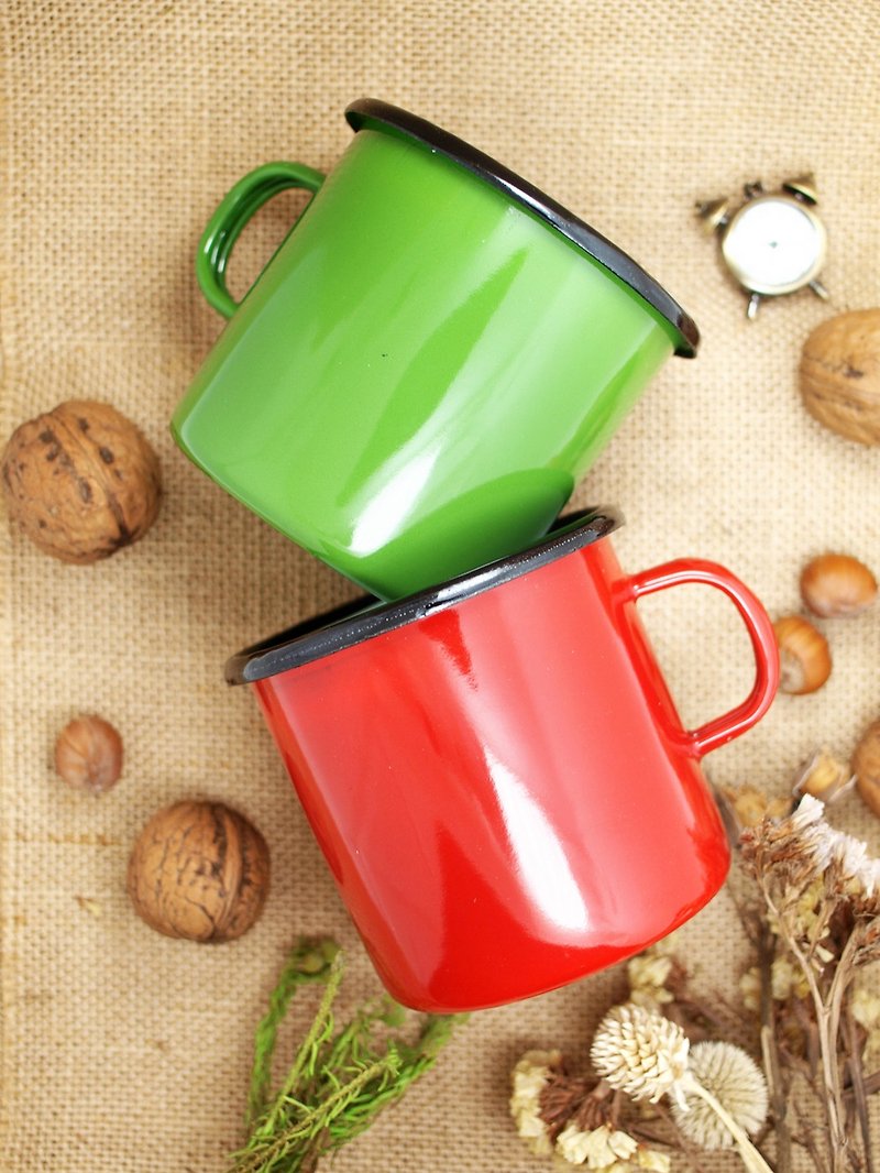 波兰 SILESIA RYBNIK 珐琅杯 红绿配 - 茶具/茶杯 - 纸 多色
