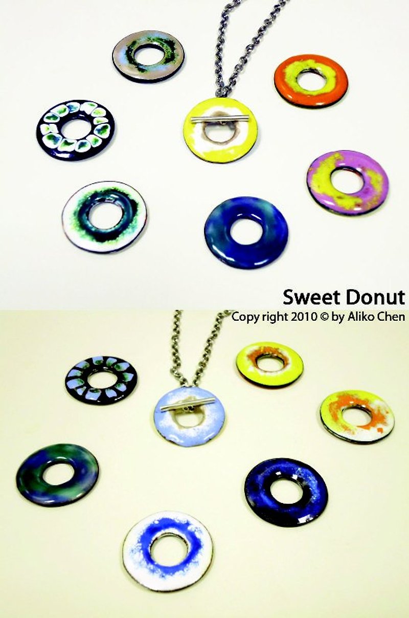 【Sweet Circle】甜甜圈双面珐琅项炼 设计师品牌经典商品 - 项链 - 其他金属 黄色