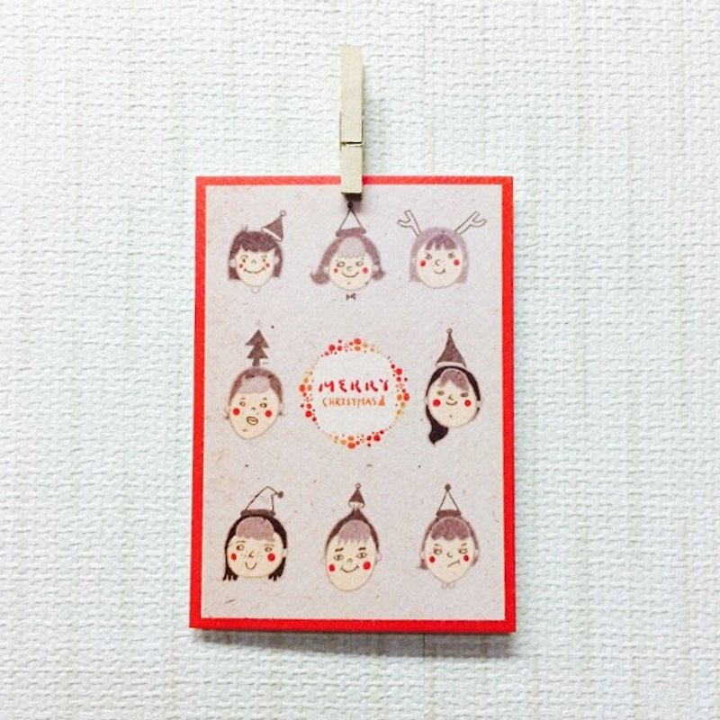 圣诞头饰选拔-复古红 /Magai's postcard - 卡片/明信片 - 纸 红色