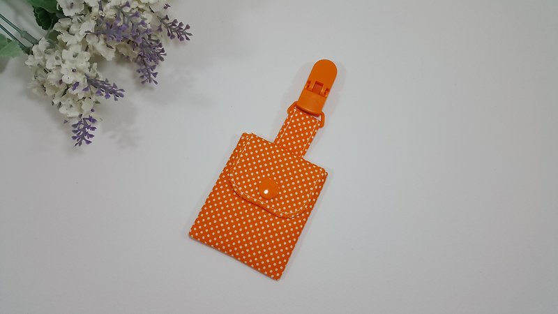 点点派对平安符袋夹(热带橙) - 平安符/符袋 - 棉．麻 橘色