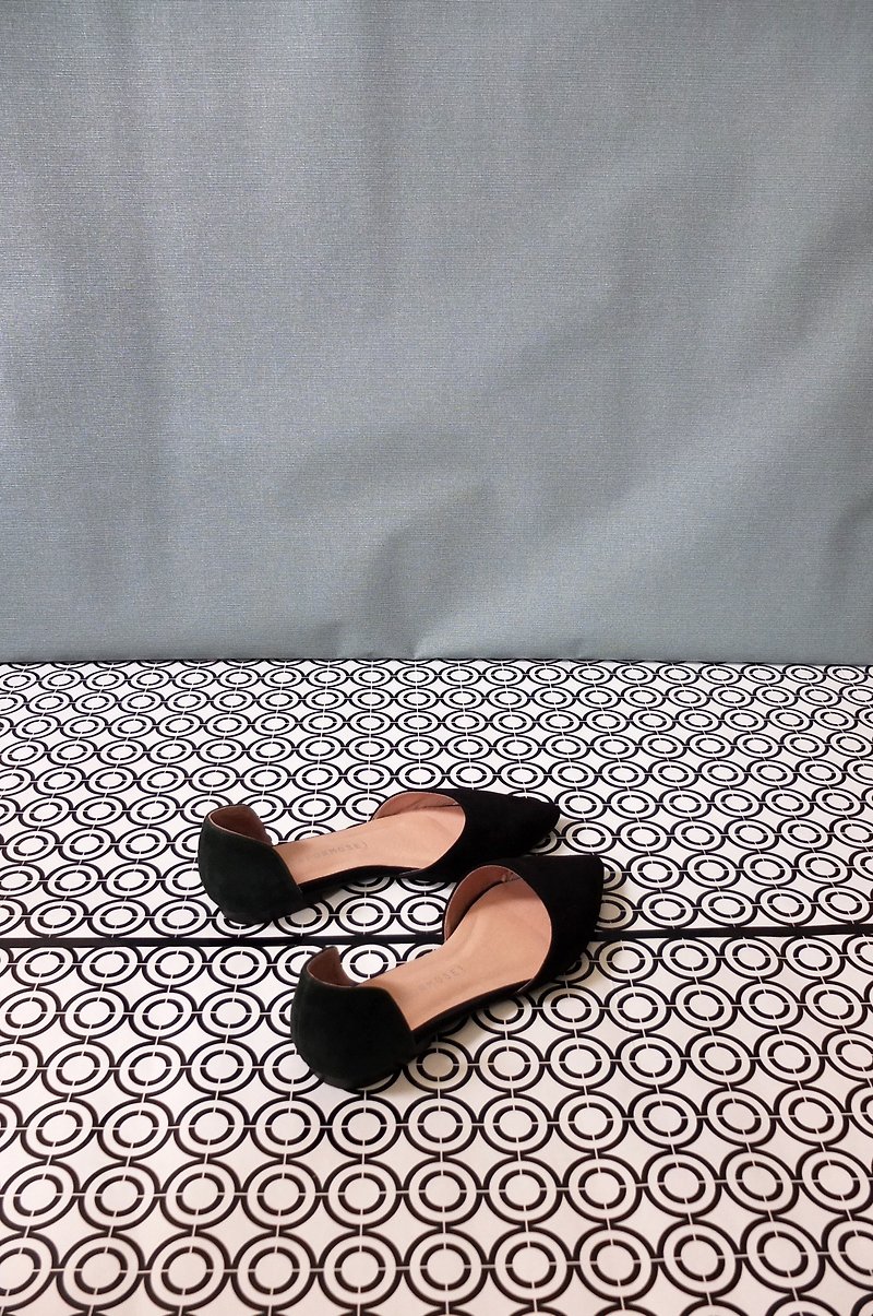 Métaformose黑绿拼色羊皮绒面篓空平底鞋 (可作全黑或其他颜色) - 女款休闲鞋 - 真皮 