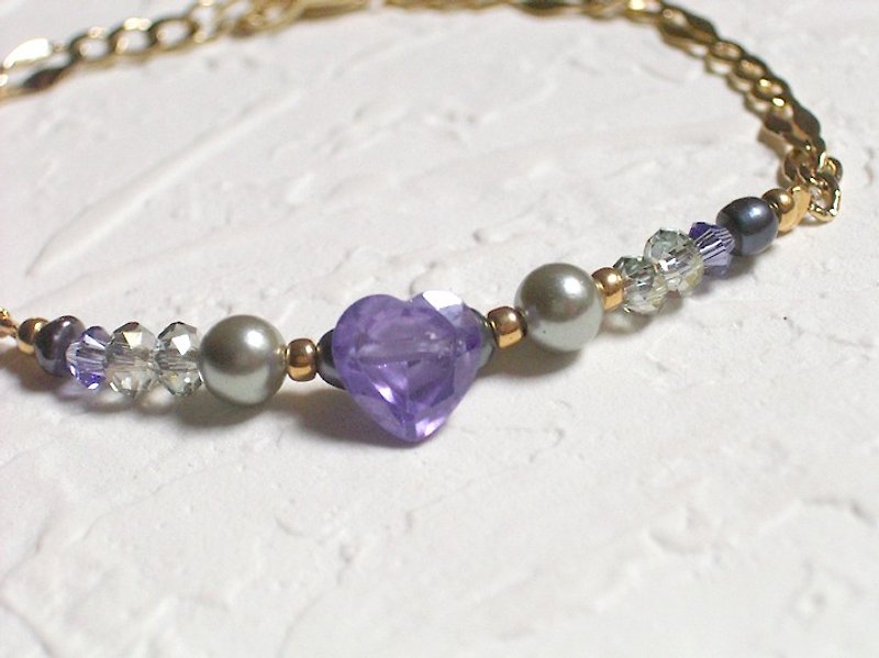 紫灰色锆石爱心手链 - 手链/手环 - 其他材质 紫色