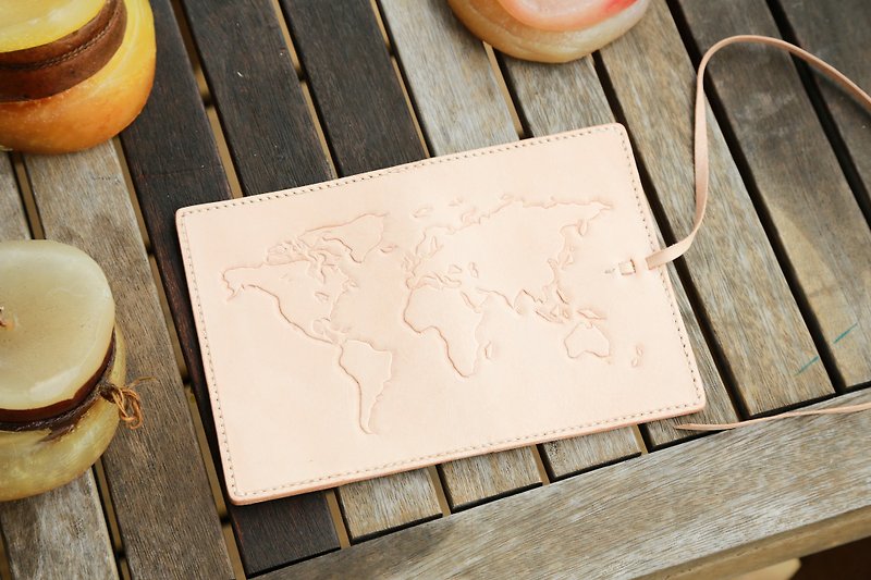 hykcwyre 全手缝皮雕世界地图护照夹, 护照套, 材料包, 可定制 - 护照夹/护照套 - 真皮 多色