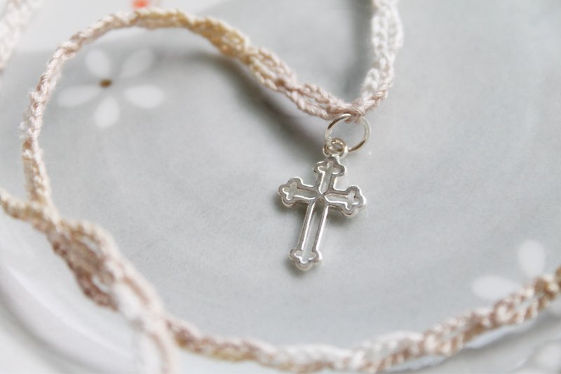 纯银。十字架。编织项链 - 项链 - 其他材质 多色