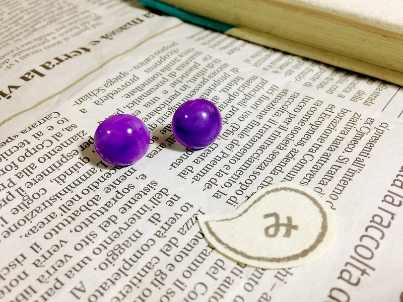 【 耳环 】梓学姊的秘密*可改夹式 - 耳环/耳夹 - 塑料 紫色