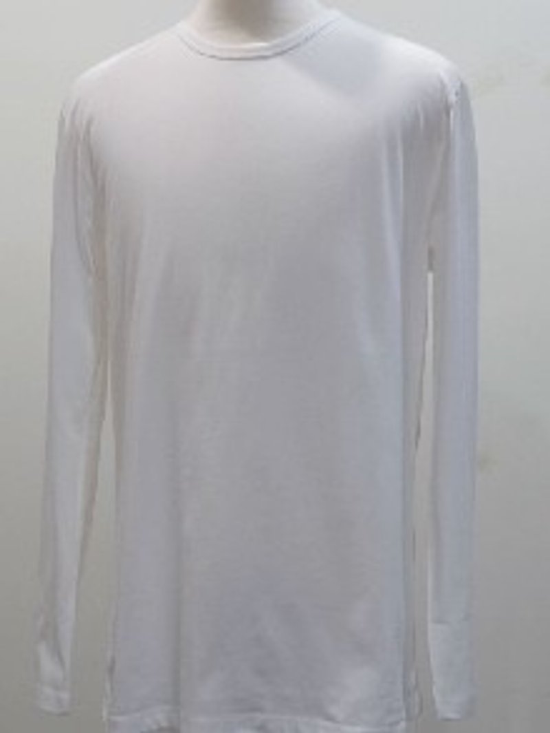 Gain Giogio2014纯色男长袖100%有机棉T(精炼白) - 男装上衣/T 恤 - 棉．麻 白色